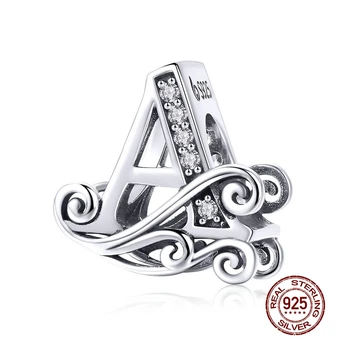 

MOWIMO Real 925 Sterling Silver Letter Alphabet A Charm Name Bead Fit Original Pandora Bracelets Pendant Jewelry Making BNC030-A
