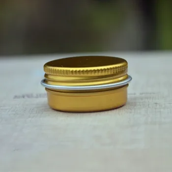 

10g Golden/pink Aluminum Cosmetic Container With Lids Small Lip Balm Tin Solid Perfume Cosmetic Packaging Jar Sample Bottle