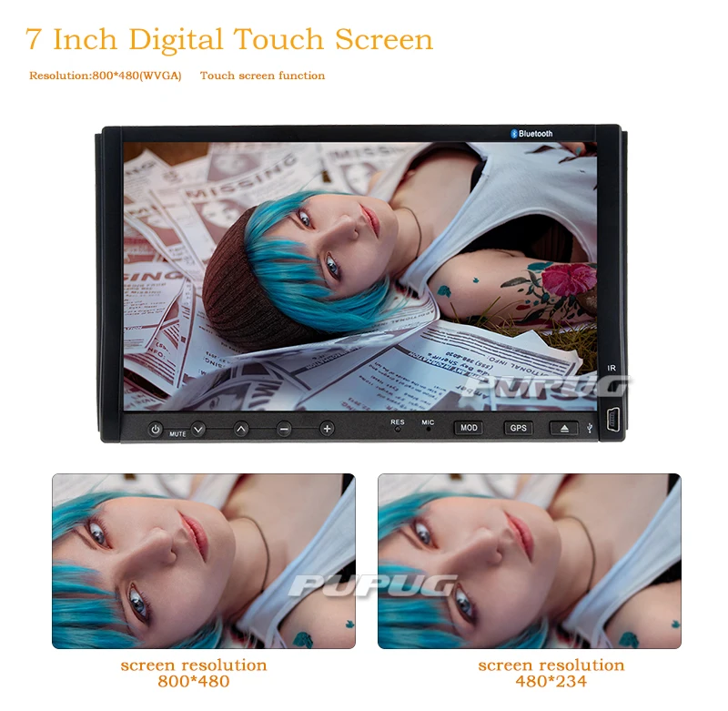 EinCar 7 Inch TFT Touch Screen Double 2 Din In-dash Car DVD Stereo DVD Player Built-in Am/fm with RDS Steering Wheel Control Sd/usb+Backup Camera