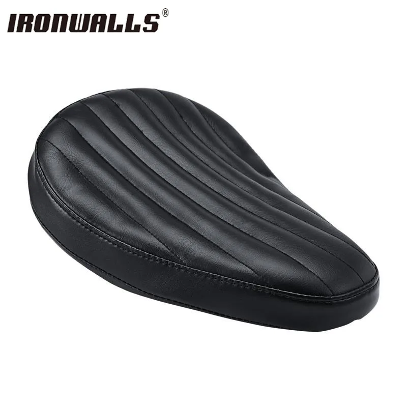 Ironwalls Universal Black Motorcycle Solo Seat PU Leather Neoprene Foam