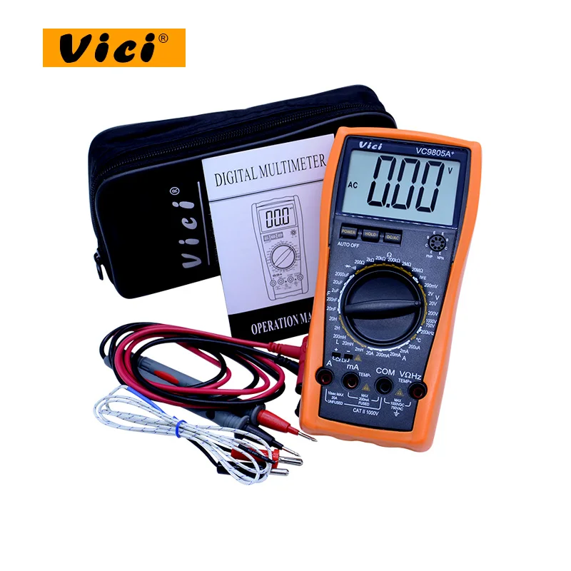 

VICI VC9805A+ Digital Multimeter tester AC DC Voltmeter Ammeter Temperature Inductance 20H Capacitance Frequency & hFE Tester