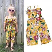 2-7yesr Лето модная детская одежда для малышей для маленьких девочек цветочный прекрасно плечевой ремень Детские комбинезоны одежда