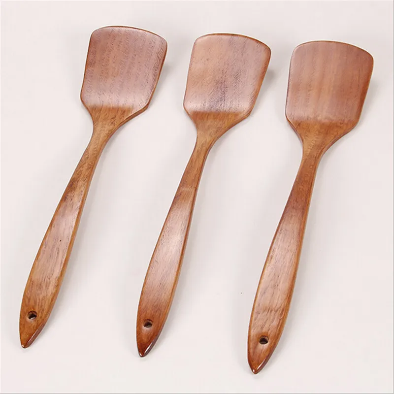 Solid Wood Spoons Spatula Chef Kitchen Utensils Cooking Health Long