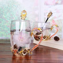 milk juice cups Creative enamel cups flower cups coffee cups European style heat-resistant glass 250ml375ml475mldouble glass high borosilicate transparent creative cup tropical resistant coffee cups custom made logo cups
