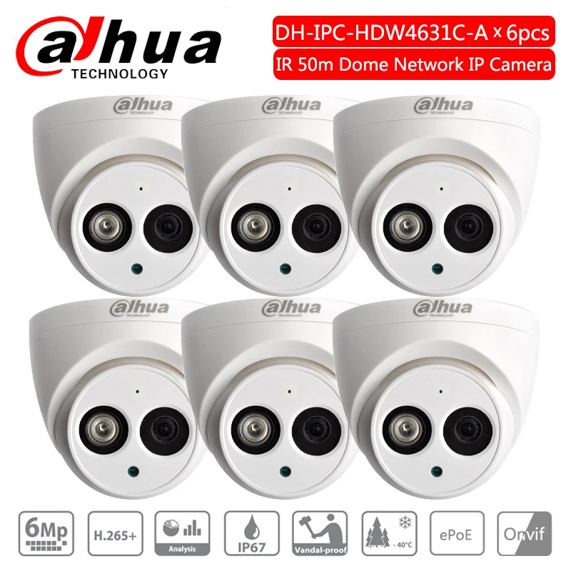 Оригинальный Dahua IPC-HDW4631C-A металлический корпус 6MP Встроенный микрофон POE IR 50m IP67 IK10