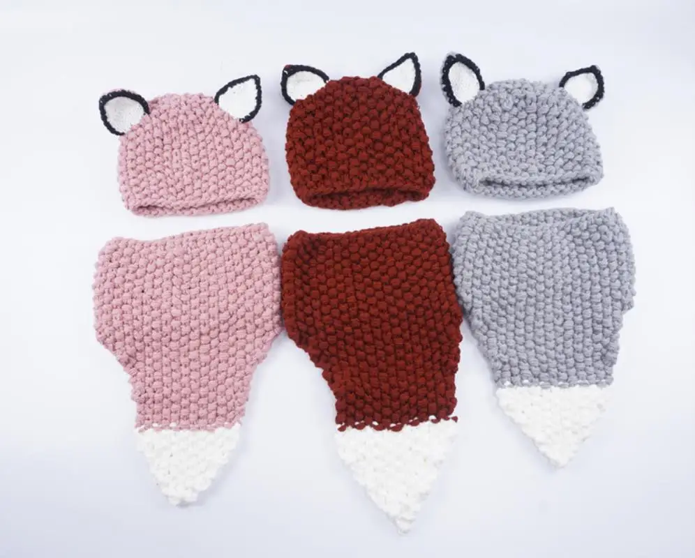 Lovely cartoon Children's baby beanie warm hat cute fox hat scarf & hat sets knitted bib cap