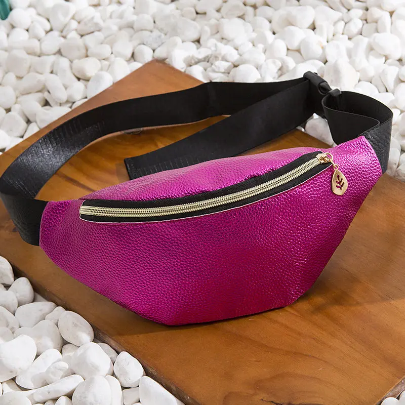 Женская поясная сумка CHALLEN, женская спортивная поясная сумка для бега на открытом воздухе, модная поясная сумка, черная Лазерная нагрудная сумка для телефона, нагрудная сумка, сумка на плечо - Цвет: Rose red