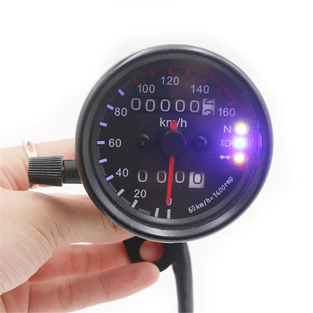 

0~160km/h Universal Motorcycle Speedometer Odometer Gauge ATV Bike Scooter Dual Speed meter with LED Indicator DC 12V