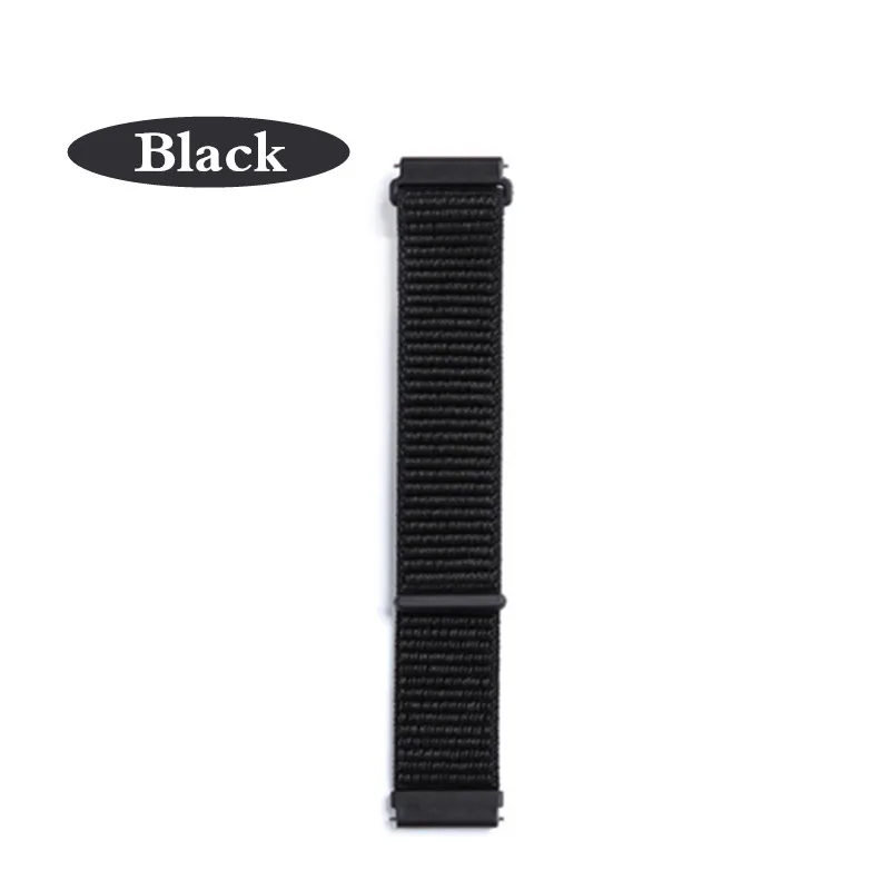 Спортивный нейлоновый ремешок для Xiaomi Amazfit ремешок Bip браслет huawei часы GT Honor Magic Huami Amazfit rhythm Stratos 2 band часы - Цвет: black