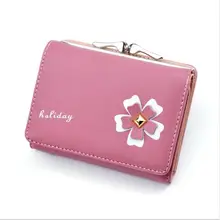 Классический женский кошелек с пряжкой, портмоне, декорированное цветами, Изысканная сумка для ключей, Женский мини-пакет для карт