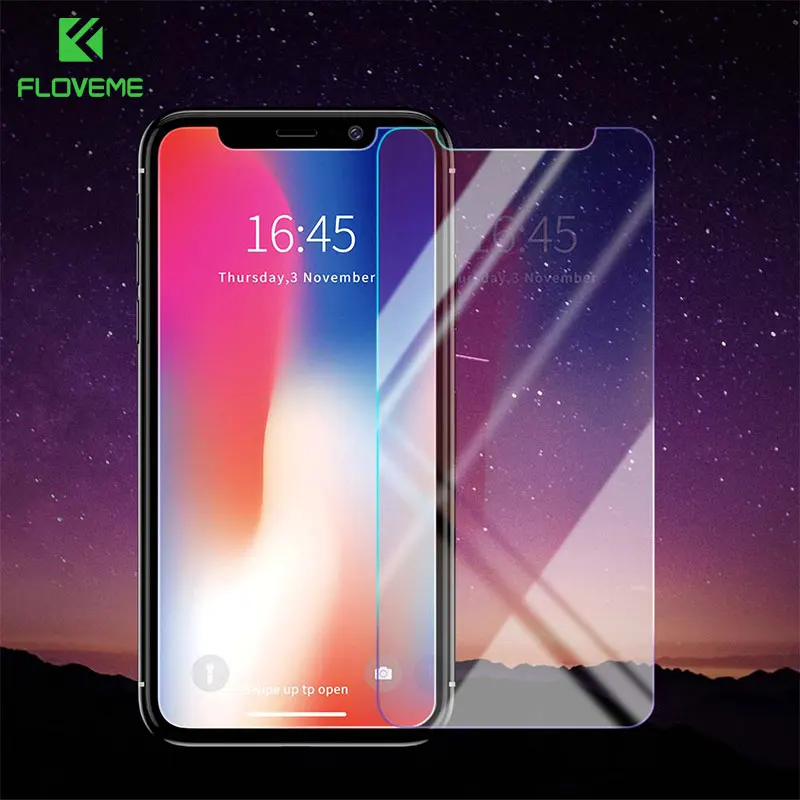 FLOVEME Schutz Glas Flim Für iPhone X XS Glas Screen Protector 9 H Gehärtetem Glas Voll Abdeckung F