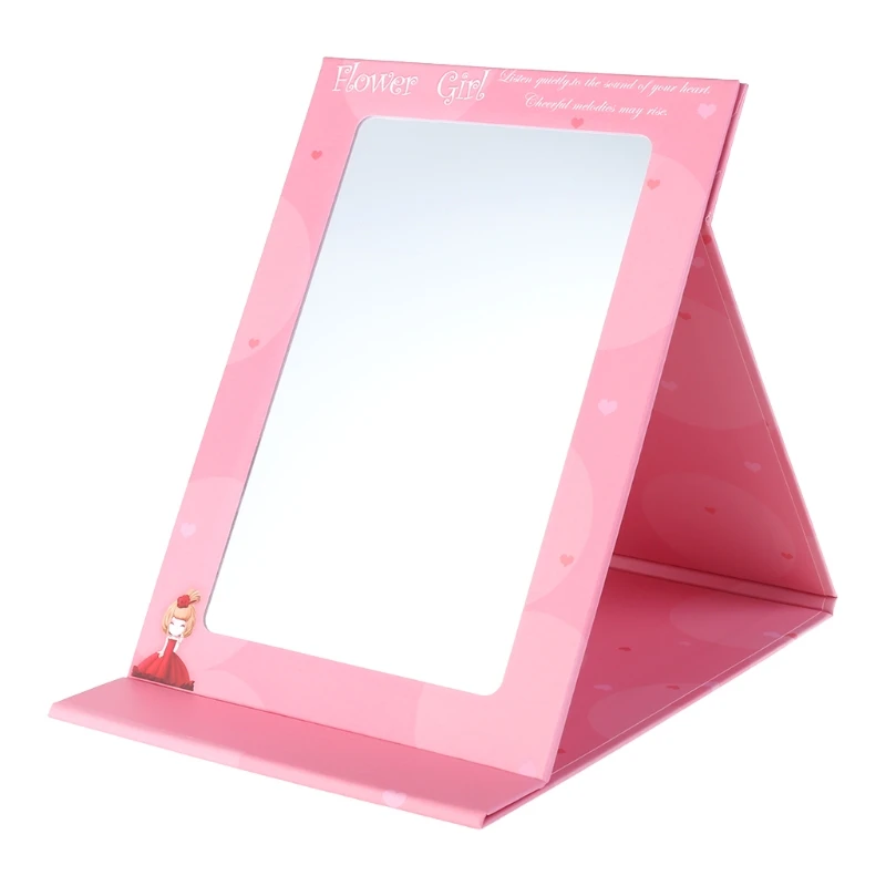 Новинка, 1 шт., креативное бумажное складное косметическое зеркало для макияжа, женское кожаное косметическое зеркало для путешествий, для женщин, маленькое зеркало - Цвет: Красный