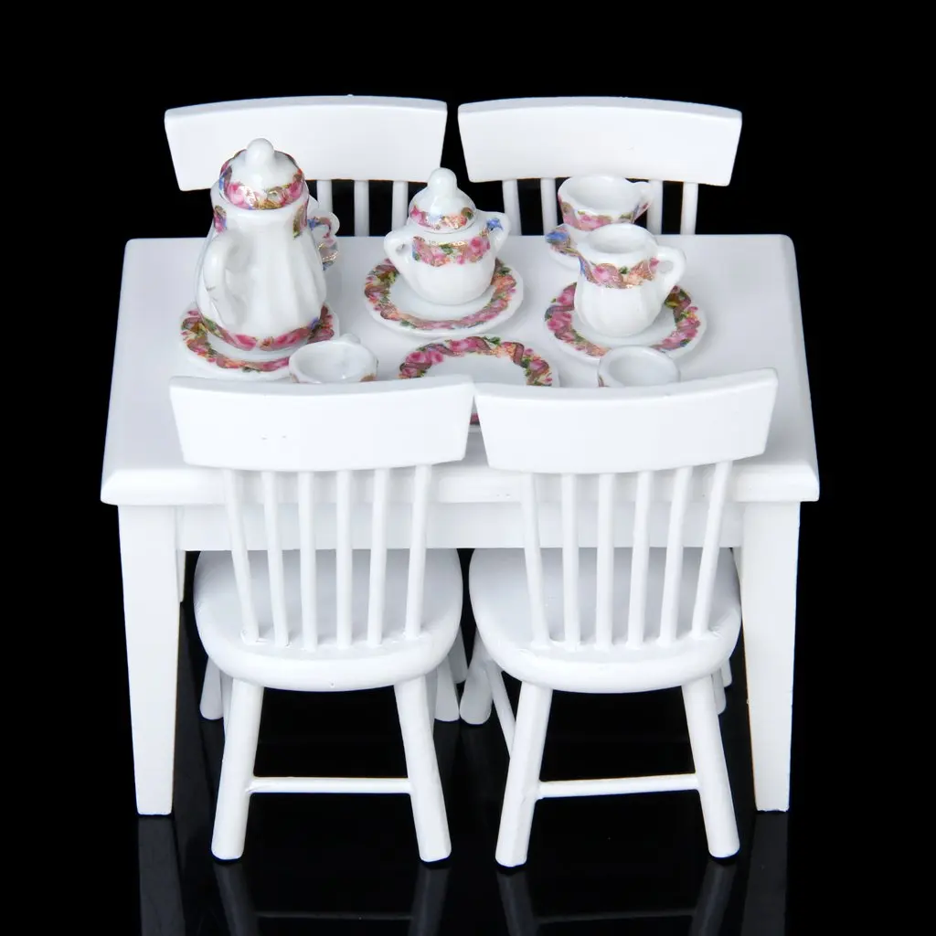 15 шт кукольный дом Миниатюрный фарфоровый чайный сервиз блюдо+ чашка+ тарелка-Красочный цветочный принт