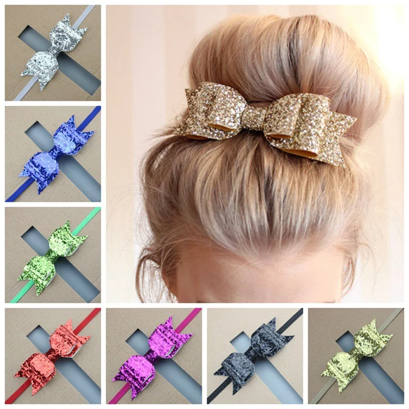 

Fashion Cute Kid Baby Girls Glitter Big Bow Knot Elastic Hair Band Headwear Headband