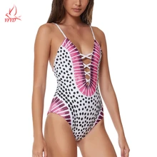 Digital Printing One Piece Triangle Swimsuit 2017 New One-Piece Suits Junior Girls Dotted Swimwear Cheap Retro Bathing Suit