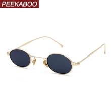 Peekaboo маленькие овальные солнцезащитные очки для женщин ретро золотая металлическая оправа мужские солнцезащитные очки круглые винтажные зеркальные линзы uv400