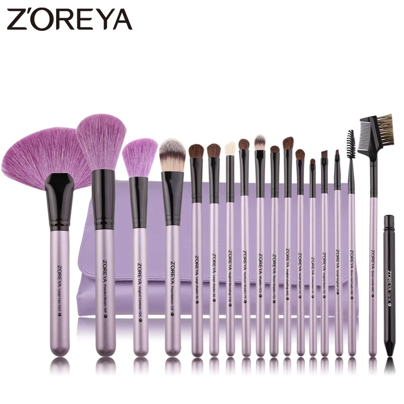 Pаспродажа ZOREYA бренд 18 шт. естественный макияж кисти для макияжа мягкой щетиной пудра вентилятор косметический набор кистей Глаз Аксессуары для помад...