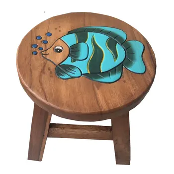 

Children's Stool Cartoon Baby Chair Small Bench Solid Wood Animal Stool Home Change Shoes Wash Bench Ottoman