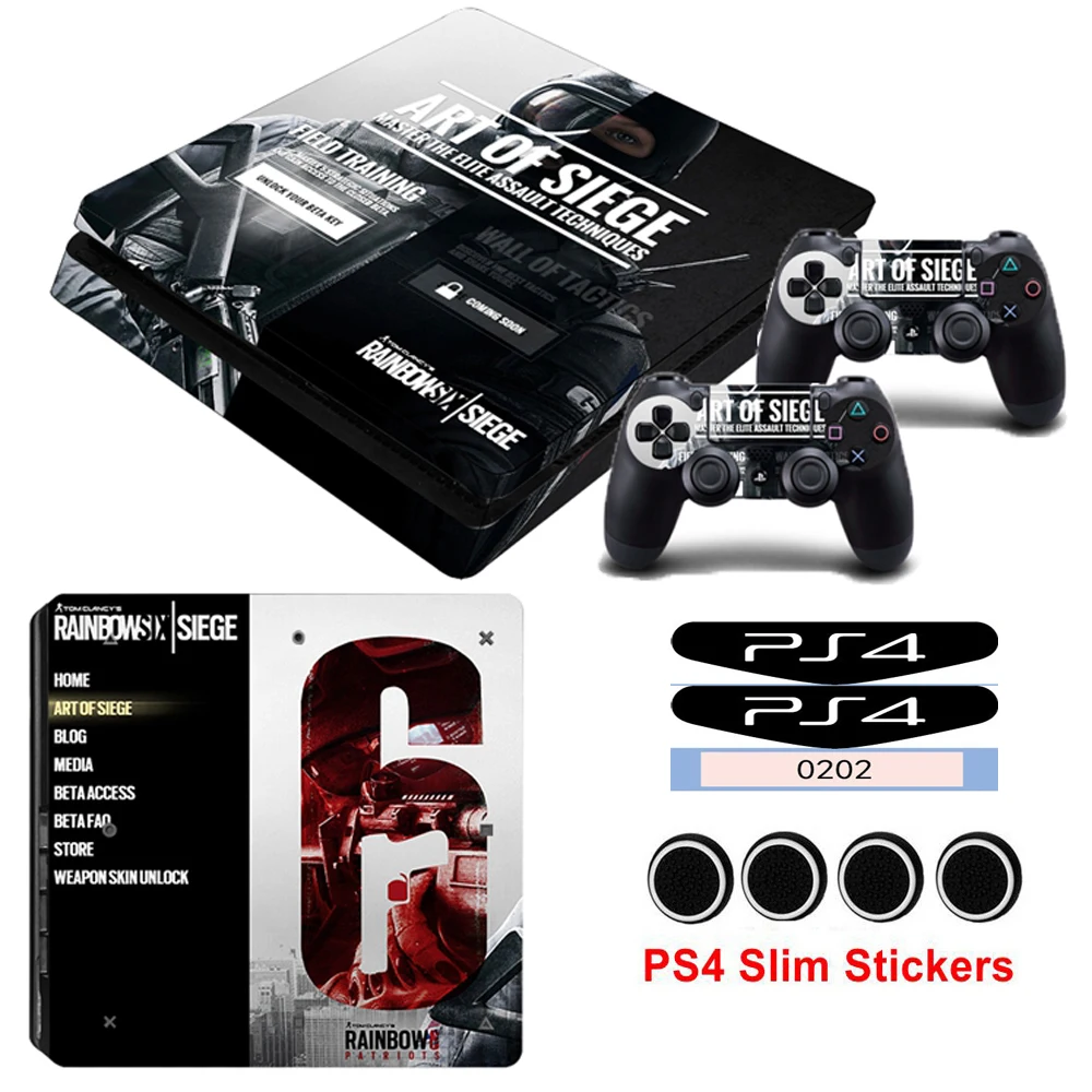 Радуга шесть осада кожи Стикеры чехол для Sony Playstation 4 Slim PS4 тонкая консоль наклейки и надписи 2 контроллеры