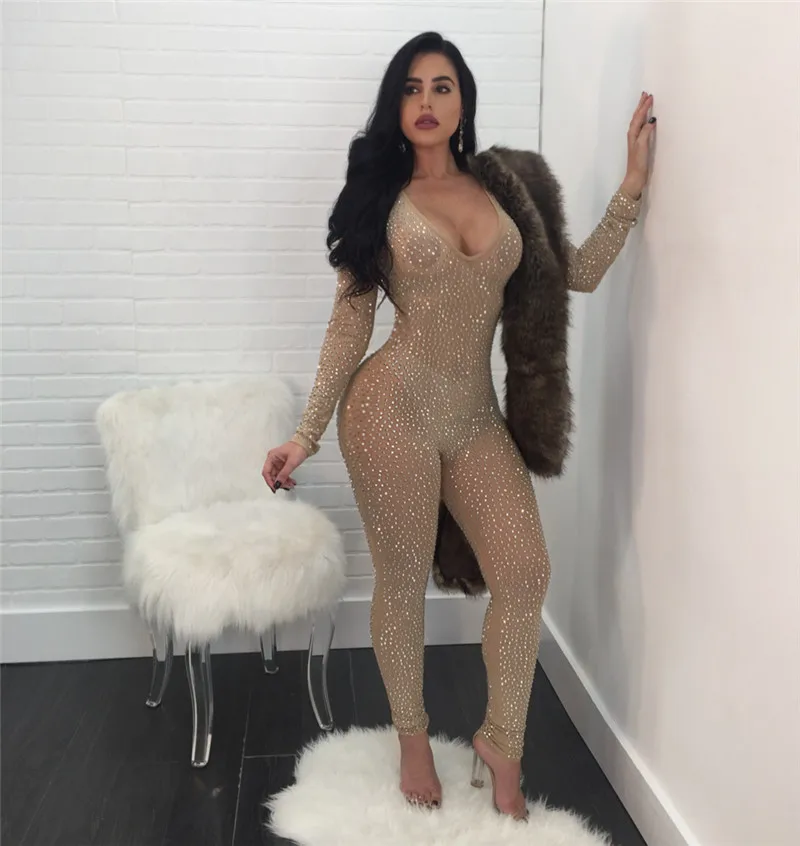 glitter sheer jumpsuit