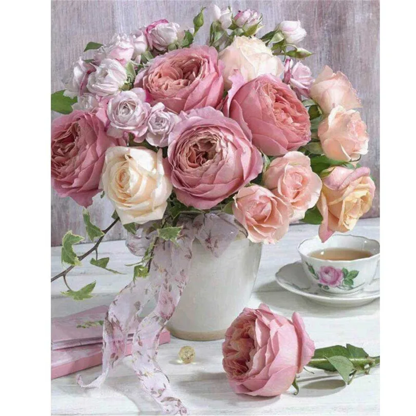 Diy diamond embroidery bright flower 5D diamond painting modern flower cross stitch rhinestone painting 2019 new #3M18 (3)