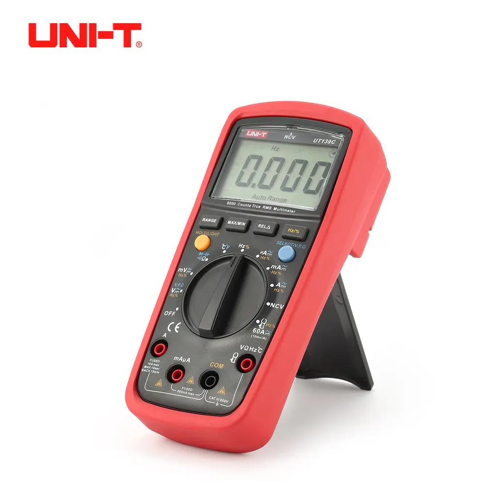 

UNI-T UT139C Digital Multimeter Voltmeter with Auto Range True RMS DC/AC Voltage LoZ Temperature Capacitance VFC 6000 Counts
