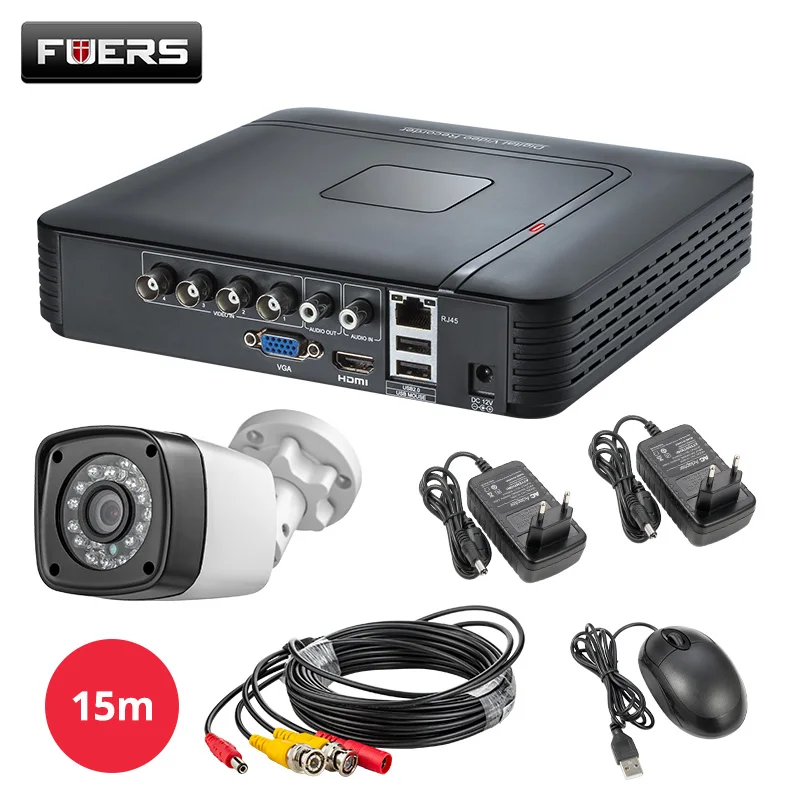 FUERS 4CH 5in1 AHD DVR видеонаблюдения Системы 4.0MP 1520 P Водонепроницаемый Камера CCTV видео система скрытого наблюдения HDMI с 1 ТБ 2 ТБ HDD DIY Набор