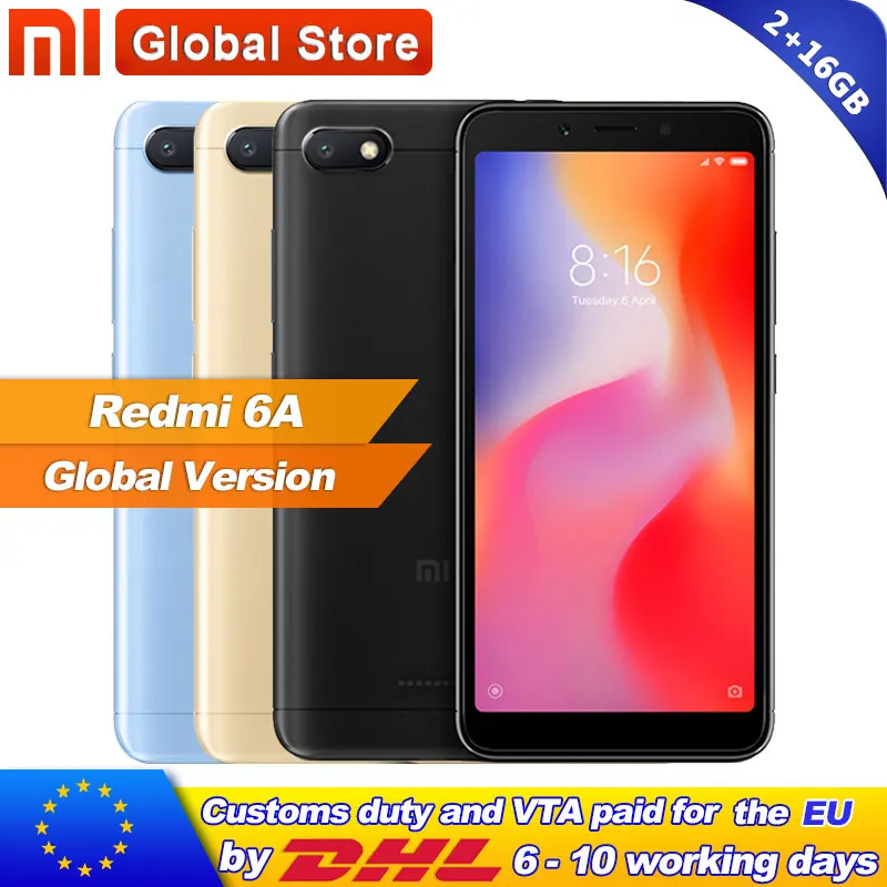 Xiaomi Redmi 6A 2 Гб ОЗУ 16 ПЗУ A22 мобильный телефон 13 0 МП + 5.0MP двойная камера 3000 мАч 5 45