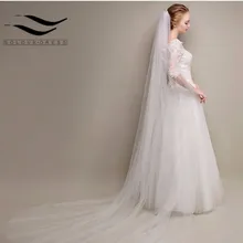 Элегантная свадебная фата 3 метра длинная мягкая Фата невесты с гребнем Однослойная слоновая кость белый цвет свадебные аксессуары
