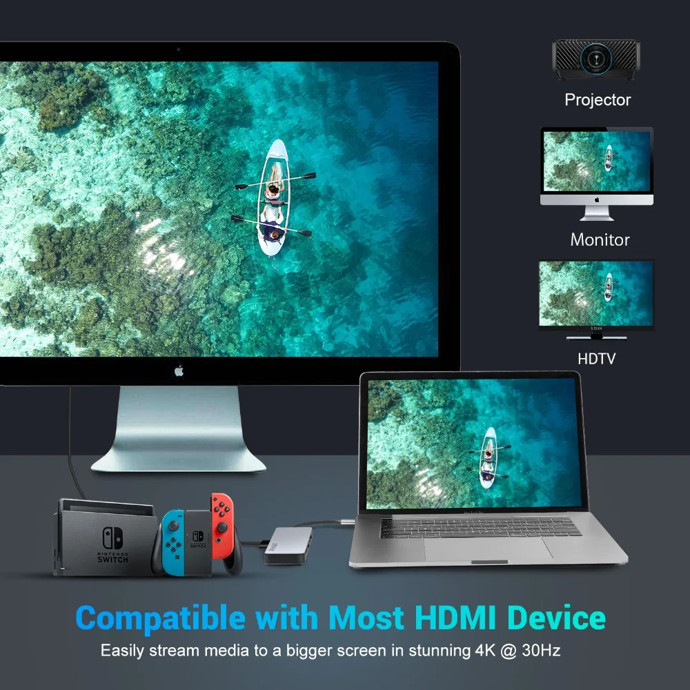  OneAudio USB 3.0 HUB C HUB Multi USB Splitter With HDMI Adater PD Charging Card Reader Type C Hub F