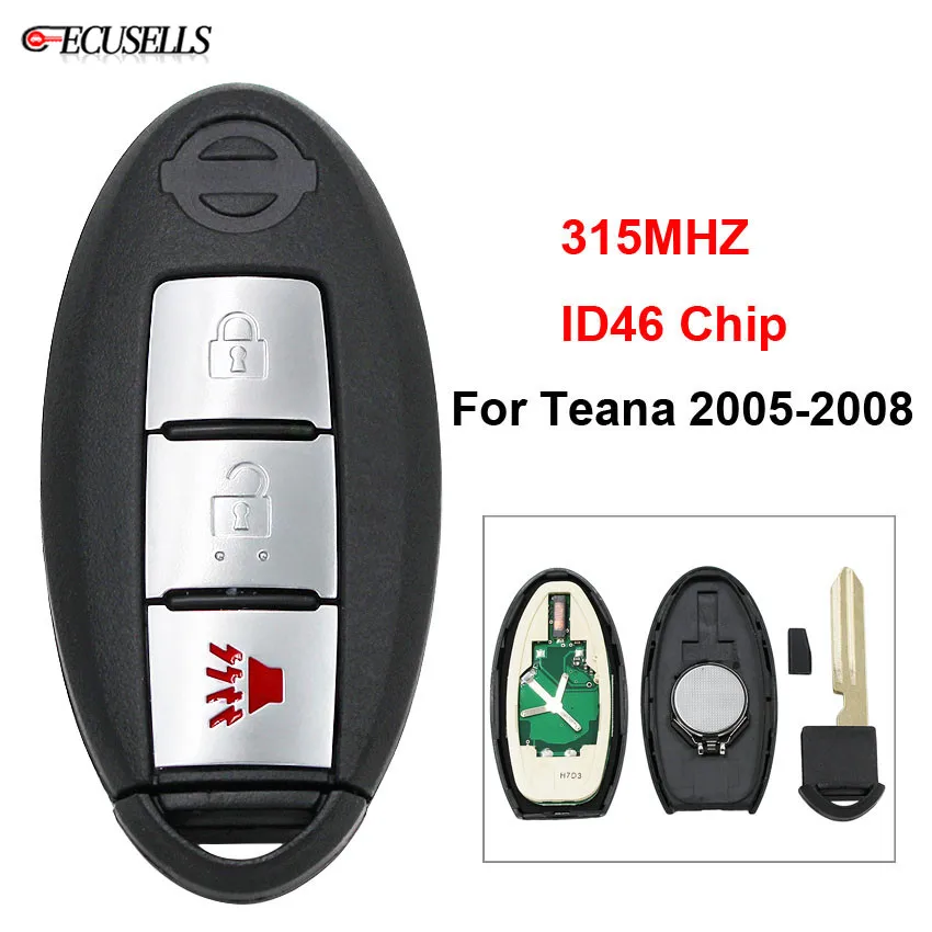 

2+1/3 Button Full Complete Remote Smart Car Key 315MHz ID46 Chip KYDZ Uncut Blade for Nissan Teana 2005 2006 2007 2008
