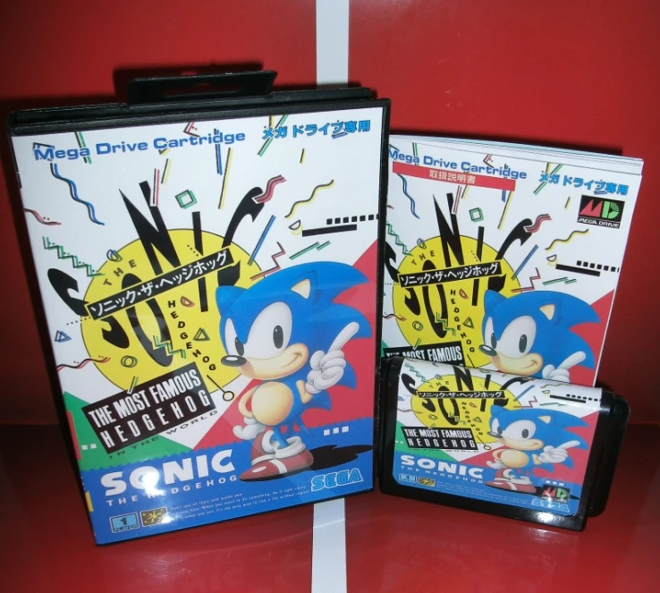 

MD games card - Sonic the Hedgehog 1 Japan Cover with Box and Manual for MD MegaDrive Genesis Video Game Console 16 bit MD card