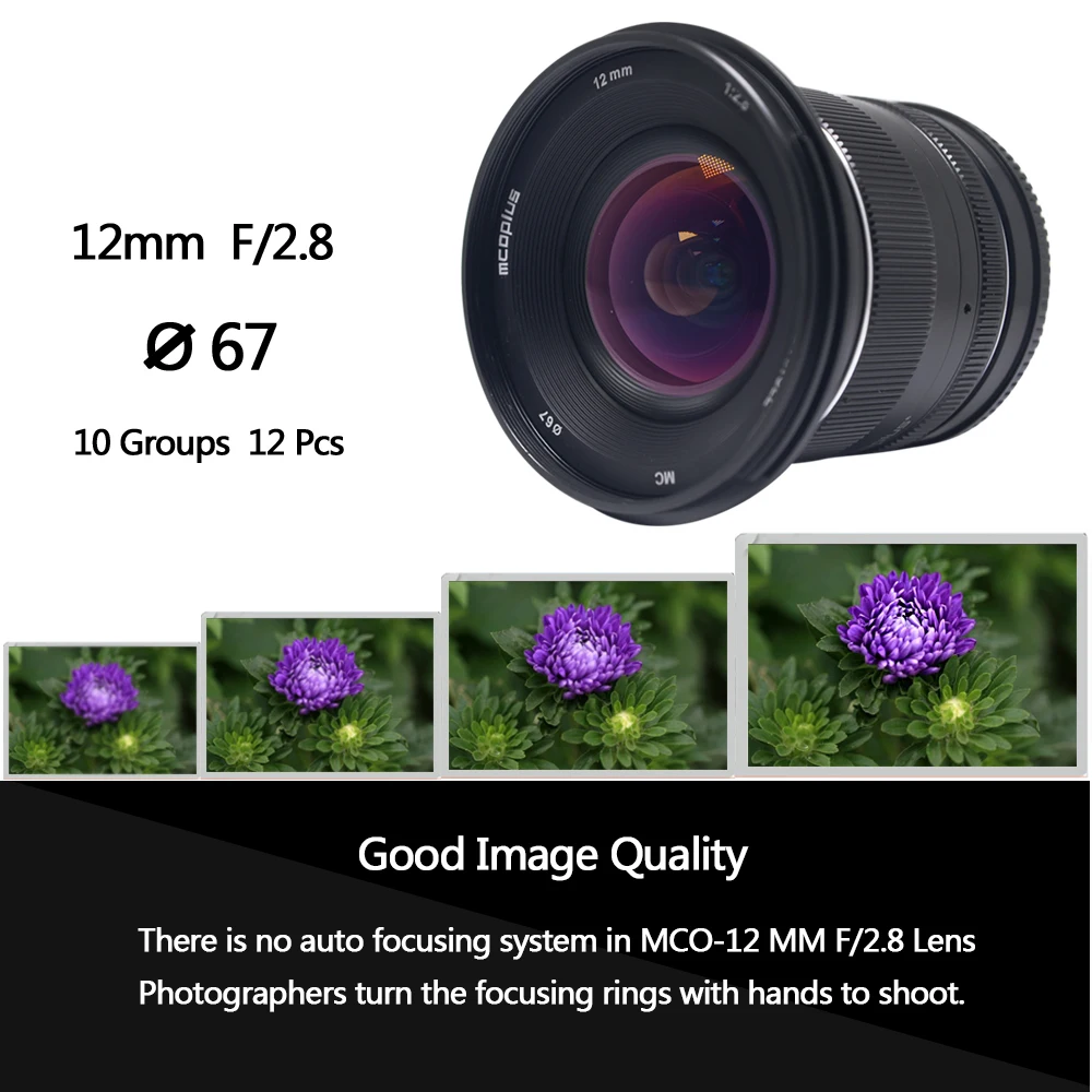 Mcoplus 12 мм f2.8 ультра широкоугольный объектив для Canon EF-M Fuji FX M43 E-mount APS-C беззеркальных камер A6500 A6300 XT2 объектив