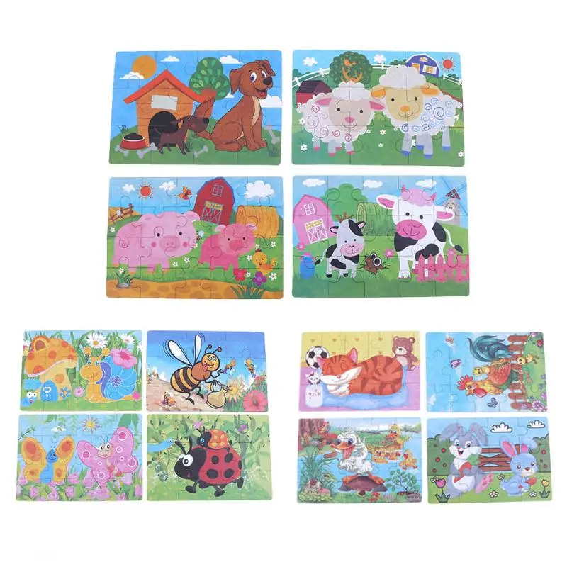 Wooden Four In One Puzzle Board Assembly DIY Jigsaw Puzzle Model With