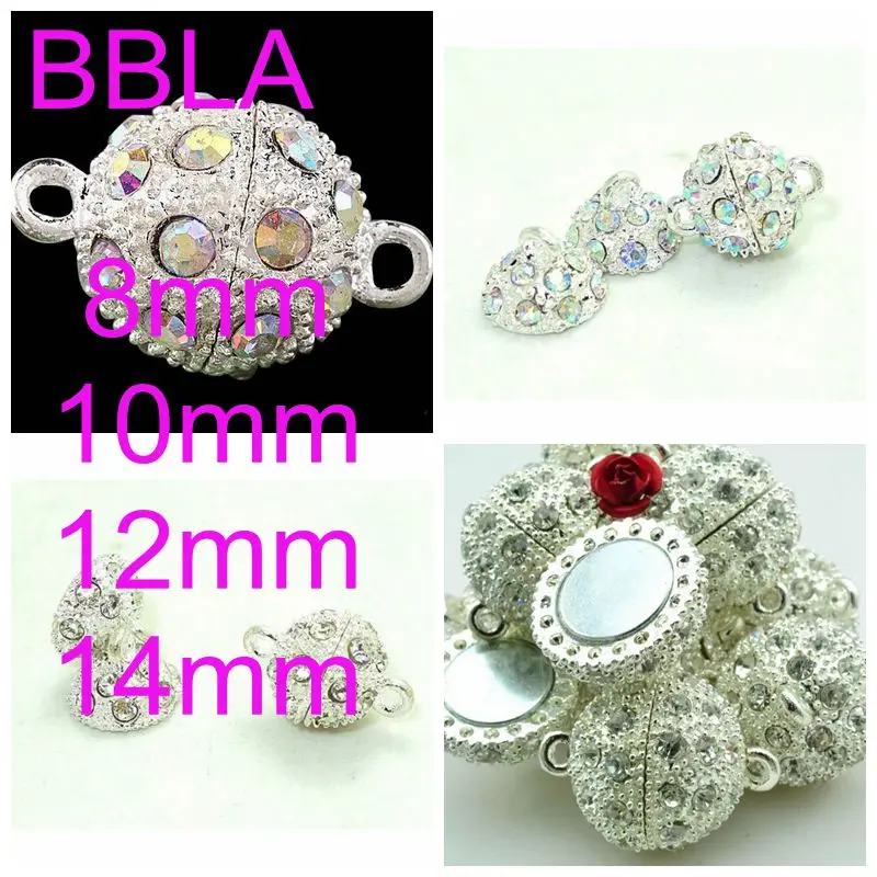 

OMH wholesale 5pcs 8 10 12 14 mm DIY Jewelry accessories AAA++ Crystal European round Magnetic attract clasp charm beads PJ376-6