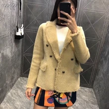 Новое поступление Элитный бренд осень Зимняя одежда Для женщин модная одежда с длинными рукавами элегантные Кнопка кисточкой джинсовый жакет