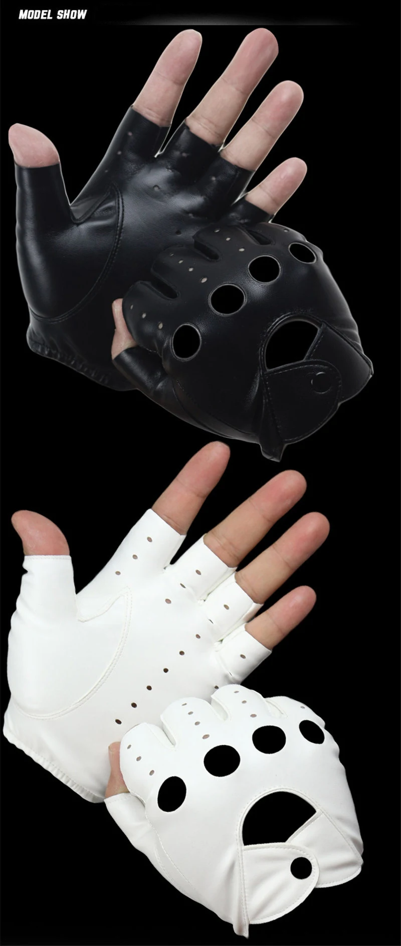 1 пара женских перчаток для вождения на полпальца 1 шт. модные перчатки без пальцев из искусственной кожи для женщин белые черные женские варежки Luvas
