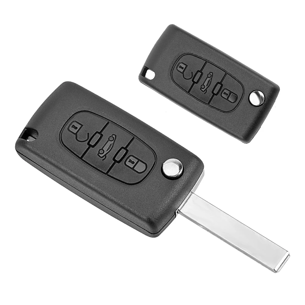 

LEEPEE Key Blank Cover Housing Remote Replacement 3 Buttons Car Key Shell Case Flip for Citroen (Blade With Groove) CE0523 Type