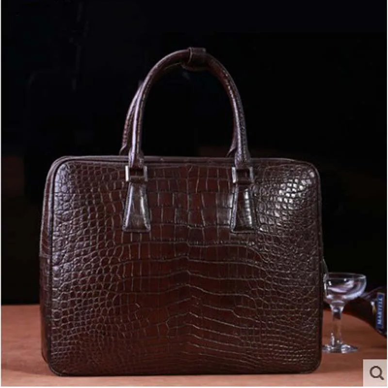 

heimanba Crocodile handbag belly code lock genuine leather men's bag business briefcase Thai crocodile men handbag
