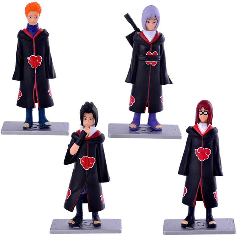 Figurine d'action Naruto Uchiha Sasuke - 4pcs Lot Anime Naruto Akatsuki Uchiha Sasuke Uzumaki Nagato Pain PVC Action Figure Naruto Figures Collectible