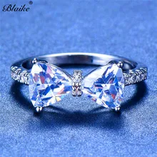 Blaike, 925 пробы, серебряное кольцо с бантиком для женщин, милые кольца с кубическим цирконием, Модный Ювелирный камень, подарок
