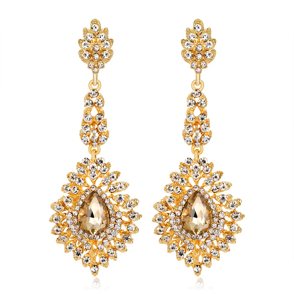 3 color Europe fashion Rhinestone Earrings Women long dangle crystal