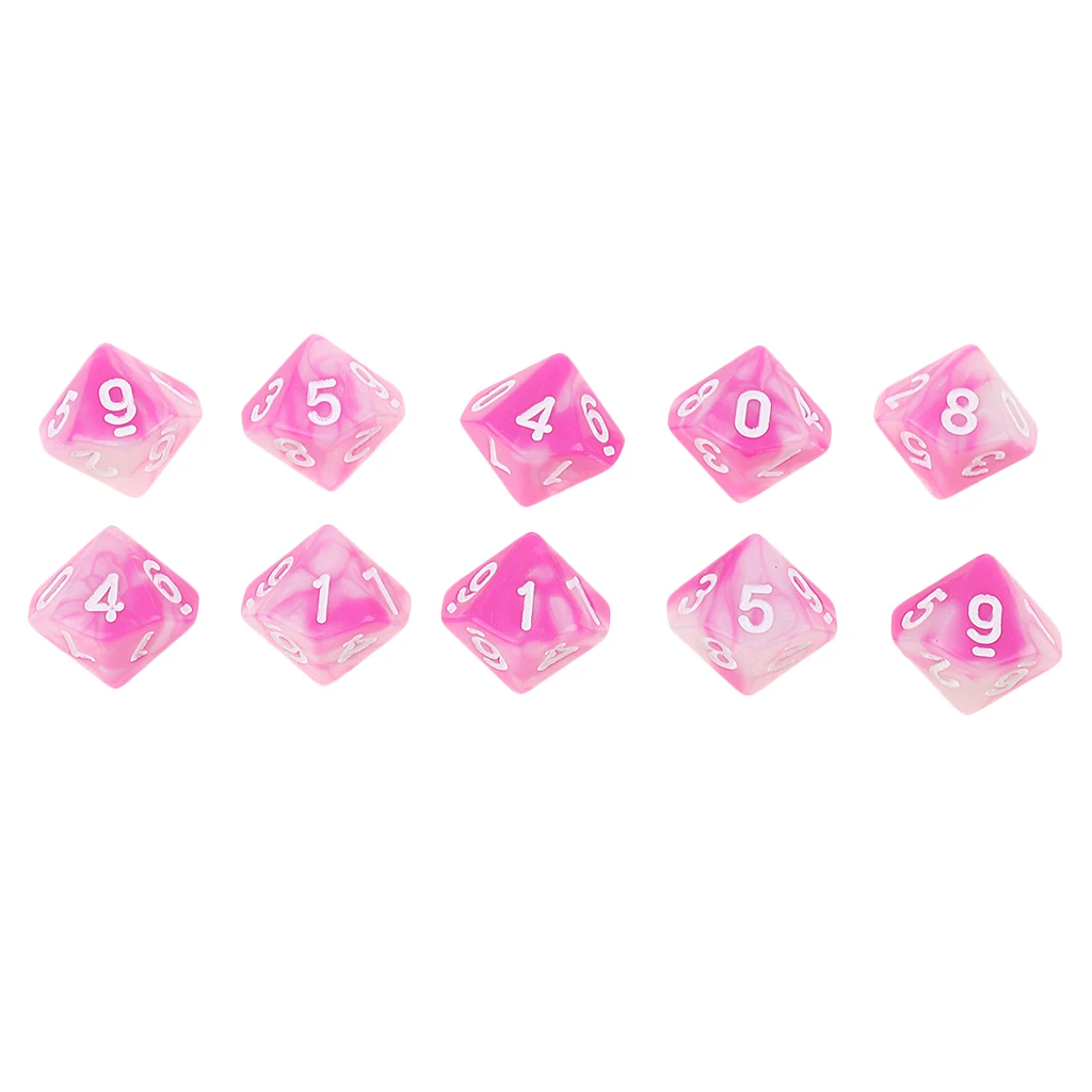 Perfeclan 10pcs 10 Sided D10 Polyhedral Dice Double Color for DND RPG MTG Board Game Accessories Double Colors Dice