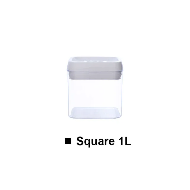 Утолщенная пластиковая прозрачная пищевая герметичная банка бутылки сухофрукты зерна холодильник свежий ящик для хранения кухня герметичный контейнер - Цвет: square 1.1L