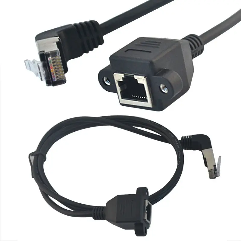 Danspeed RJ45 мужского и женского пола 90 градусов вверх сбитый угол шнур Вилки Ethernet LAN