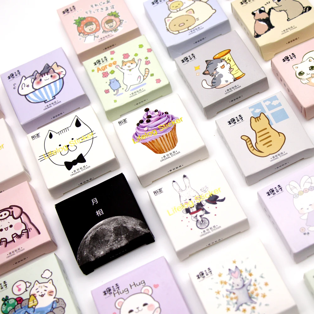 

45pcs/box Creative Cute Leaves Mini Paper Sticker Decoration DIY Ablum Diary Scrapbooking glue Sticker Kawaii Stationery Label