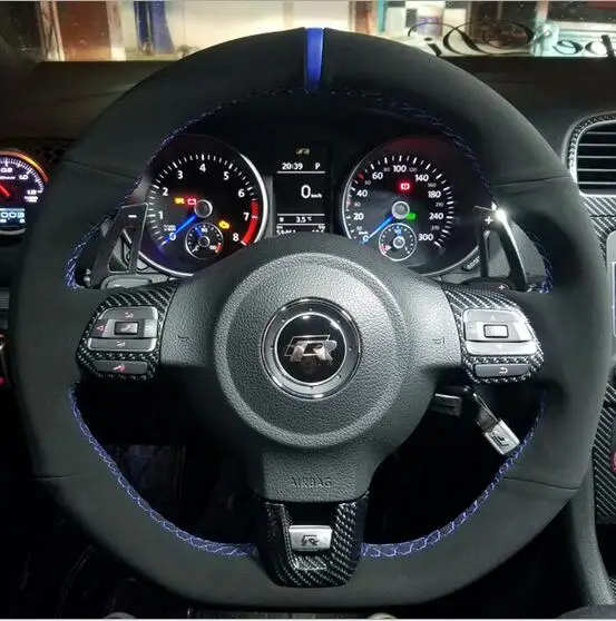 Genuine Suede Car Steering Wheel Cover for VW Golf R hand wheel cover GTI Scirocco GLI matte suede Sagitar set hand sewn Genuine Suede Car Steering Wheel Cover for VW Golf R hand wheel cover GTI Scirocco GLI matte suede Sagitar set hand sewn