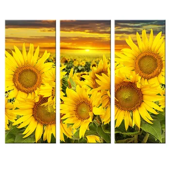 

Hot Canvas Printed Sunflower Wall Painting Art Poster Modular Picture for Living Room Canvas Painting Art Works Unframed 3pcs