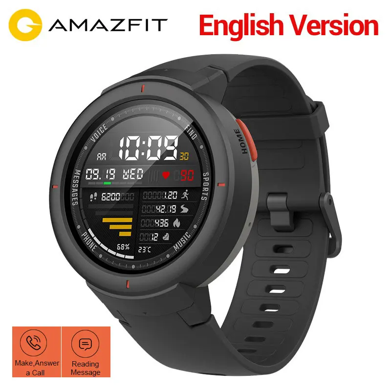 Xiaomi Huami Amazfit Verge Смарт-часы английская версия 1 3 дюймов AMOLED экран с gps HR сенсор ответ