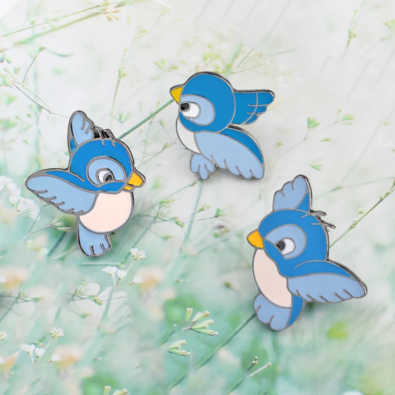 3 Piècesensemble Mini Cartoon Mignon Oiseau Bleu Volant